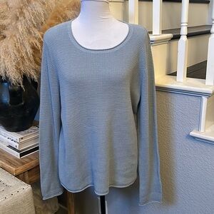J. Jill Women’s Boat Neck Ribbed Sweater Blue Topaz Rayon Blend Size XL